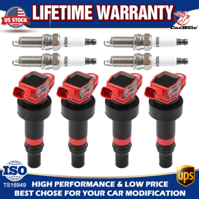 4x Ignition Coil + Spark Plugs Pack For 2012-19 Hyundai Accent Kia Rio Soul 1.6L
