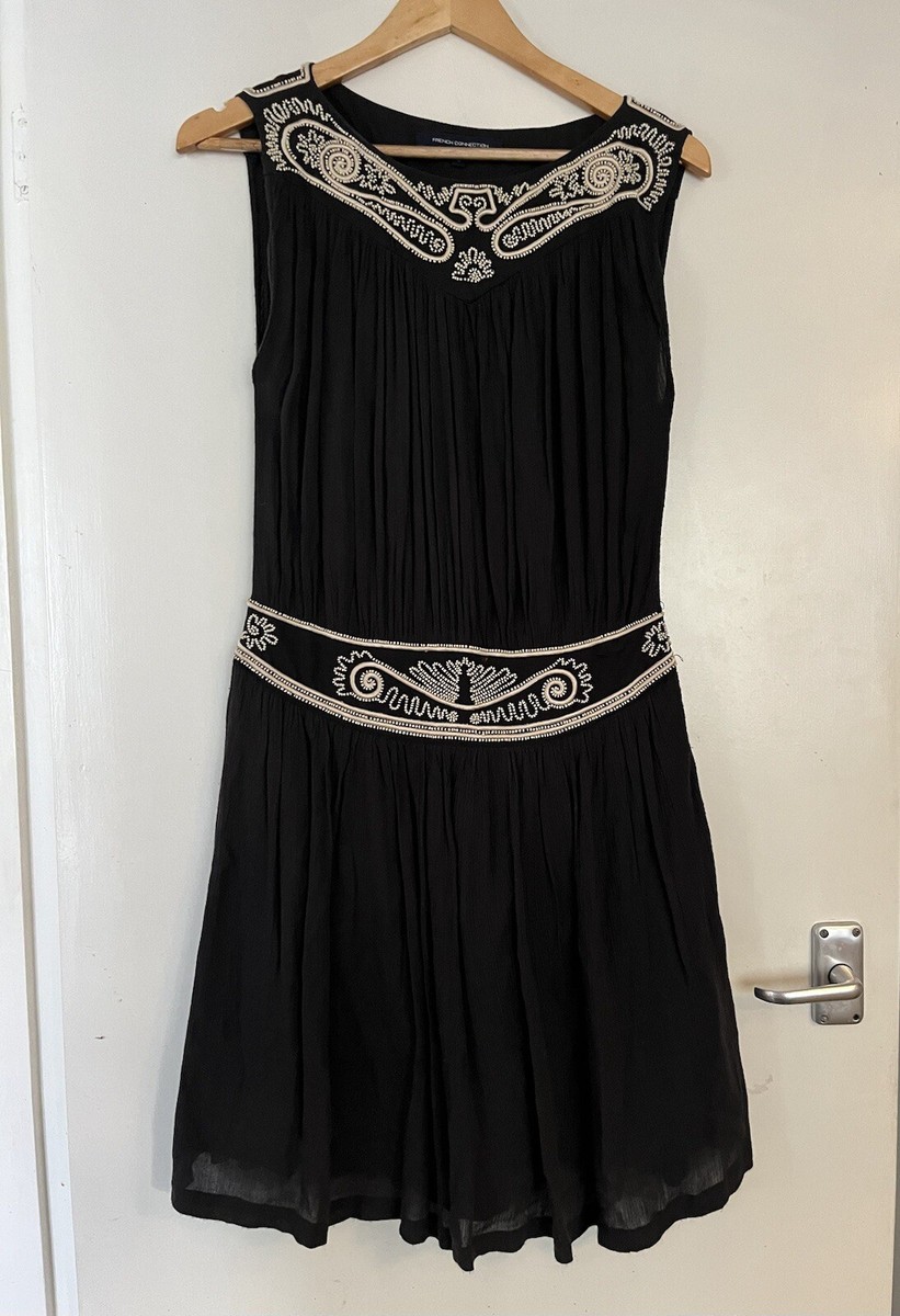 French Connection FCUK Vintage Beaded Black Dress UK 10 | eBay UK