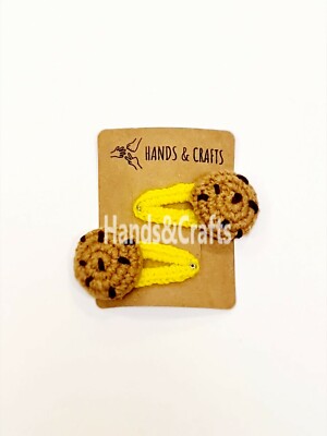Süße Choco Chip Cookie Haarspangen/Kopfbedeckung Handarbeit gehäkelt Geschenk