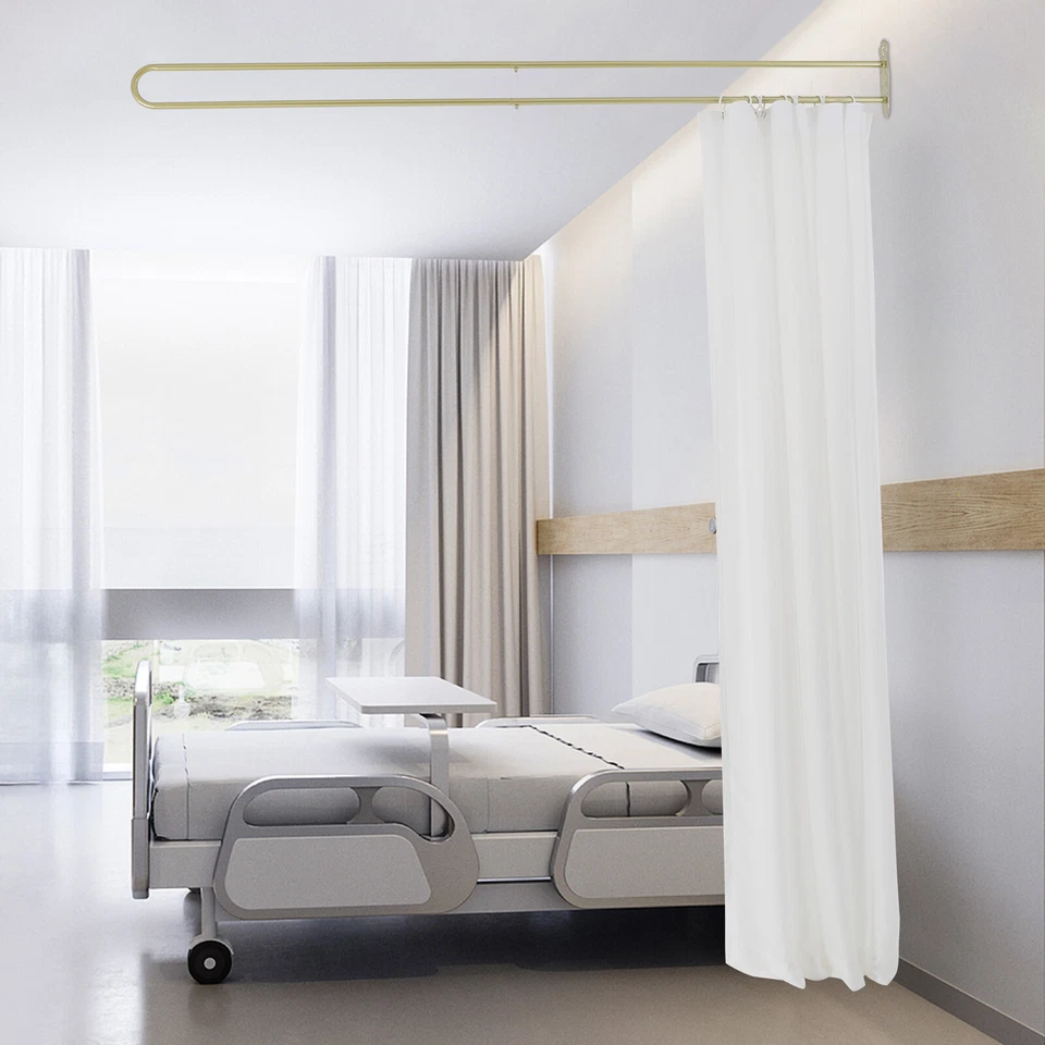 Cortina divisória privacidade haste em forma de U altura 2,2 m - cortina branca e barras de ouro - Imagem 4 de 4