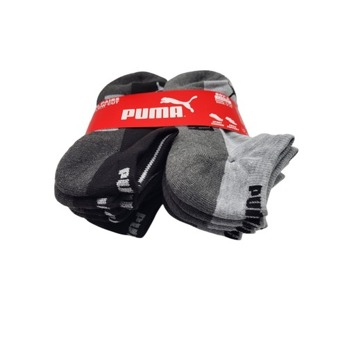 Puma Boy's 6 Pack Quarter Crew Socks – Large (9-11), Zing Grey Black - Picture 18 of 21
