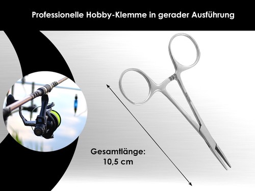 Feine Klemme GERADE Klemme 10,5 cm Extra klein Rostfrei Angelport Schraubzwinge - Picture 2 of 6