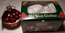 The Merck Family's Old World Christmas Apple Basket Used Ornament 