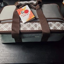 Rachael Ray Tote Carrier Lasagna Lugger  fits 9 x 13 casseroles  Beige and Brown
