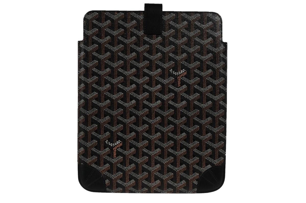 Goyard iPad portfolio travel Case Snap Button Black Goyardine Coated Canvas Goyard iPad portfolio travel Case Snap Button Black Goyardine Coated Canvas