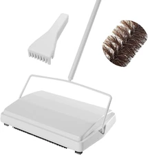 Carpet Floor Sweeper with Horsehair, Manual Heavy-Duty Brush for Pet Hair