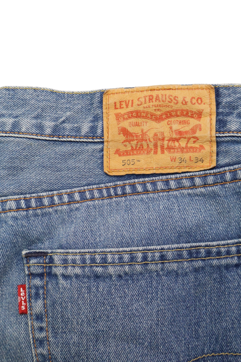 LEVI's 505 Jeans Men's W34 L30 Regular Fit Zip Fly Faded Whiskers
