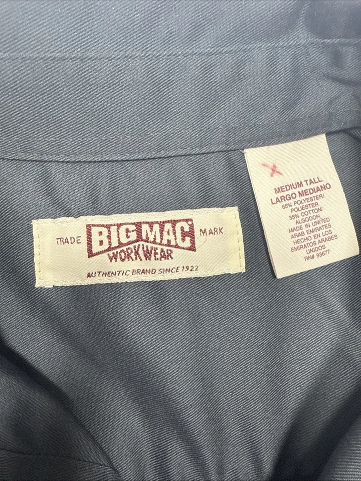 Camisa de Trabajo JCPenney Big Mac De Colección Años 70 80 Para Hombres M Alta Gris Mecánico de Garaje Foto 4 de 4