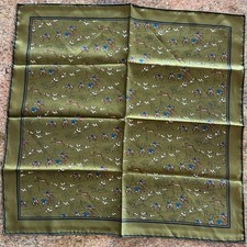 Vintage All Silk Pocket Square Handkerchief Made in Italy with Hunting Scene Grn