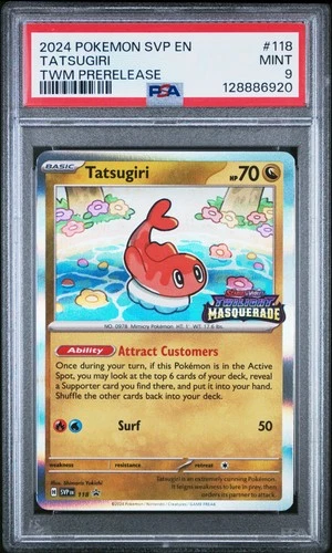 POKEMON SVP EN PROMO #118 TATSUGIRI PRERELEASE PSA 9 TWILIGHT MASQUERADE POP 12