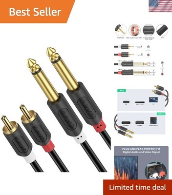 6 Feet Dual 1/4 inch TS RCA Cable: Bi-Directional, Gold Plated Excellence