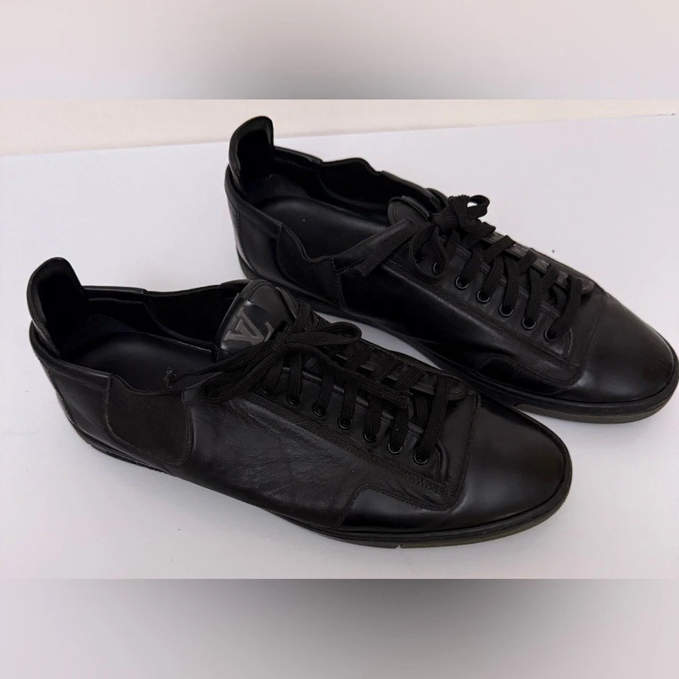 Louis Vuitton Mens Black Leather Sneaker Size 8.5 - Image 4 of 4