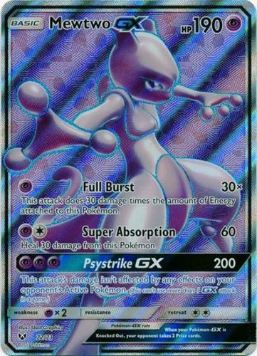 Moderately Played, English Pokemon Holo Mewtwo GX - 72/73 - Full Art Ultra Rare 