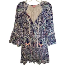 Lilly Pulitzer Percilla Tunic Dress Womens Small Blue Grotto Move It Or Lose It