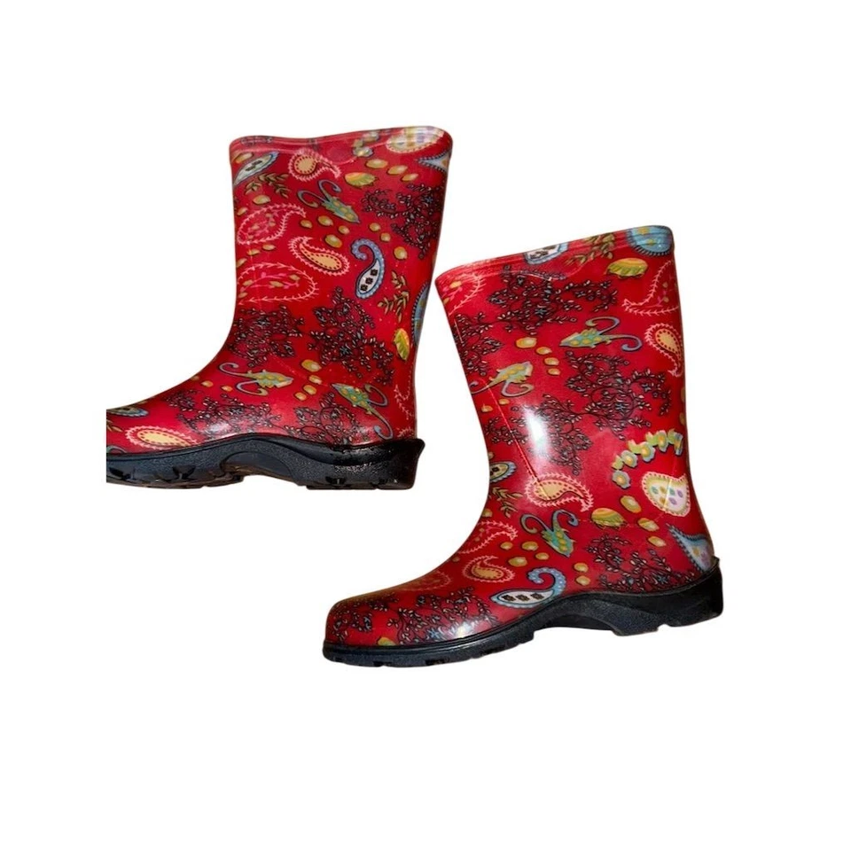 Sloggers Mujer Rojo Cachemira Impermeable Tobillo Lluvia y Jardín Botas Talla 9 Muck Mud Foto 3 de 4