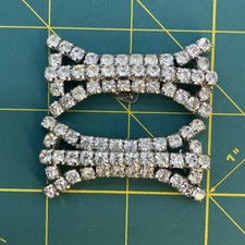 Vintage Silver Tone Rhinestone Shoe Clips 2  x 1  