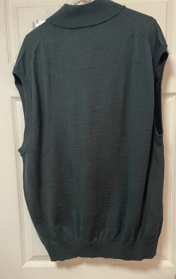 Tagio Wool Blend Forest Green Sweater Vest Men XXL 1/4 Zip Pullover Golf Preppy - Image 3 of 4