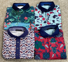 Greyson Golf Polo Shirts Lot of 4 Size Medium Colorful Graphics Floral Wolf