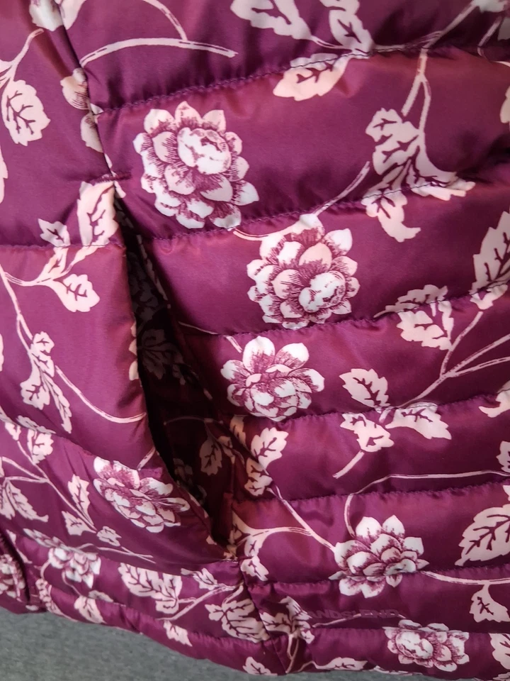 NEW Lands End Womens Jacket XL 18 Purple Floral 600 FP Goose Down Puffer Vest - Image 4 of 4