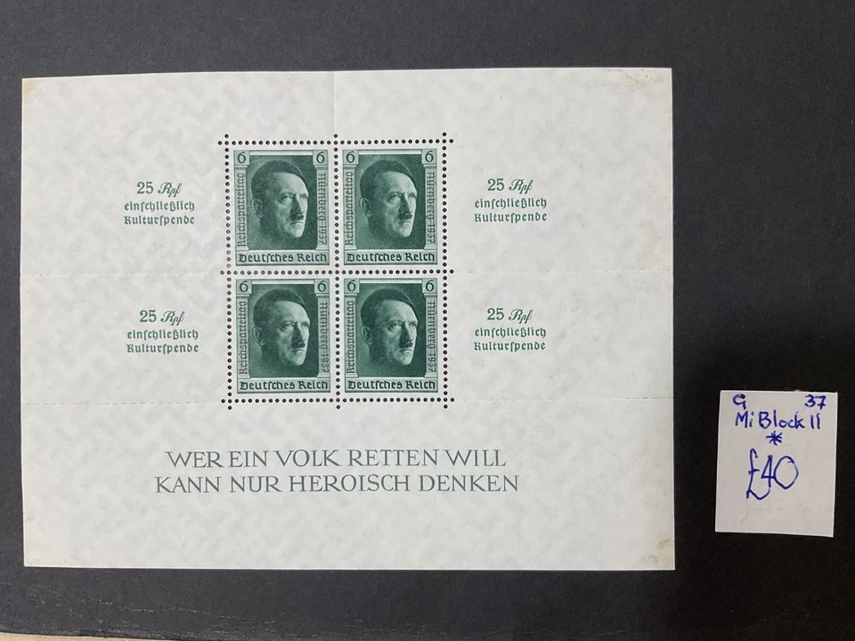 Mini sábanas cumpleaños Hitler. Estampillas. G37. Mi bloque 9+11. *MH. E7 Foto 4 de 4
