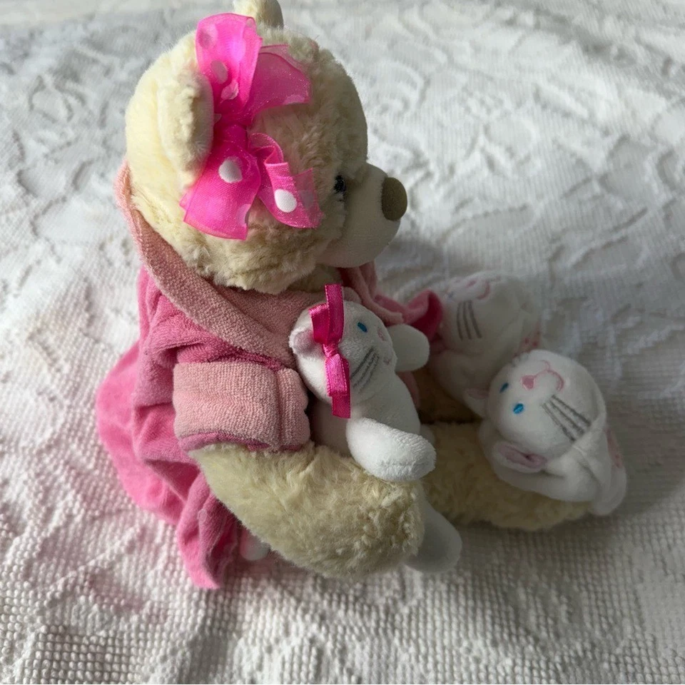 First & Main Plush Toy Recuperate Kate Teddy Bear with Robe & Slippers & Kitty - Image 3 of 4