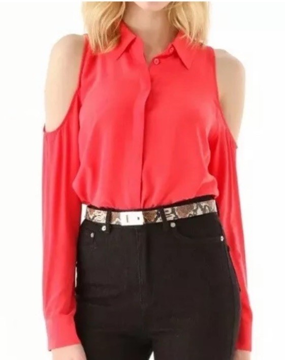 Equipment Femme Nixie button down open shoulder shirt top Bittersweet S NWT