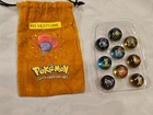 Vintage Pokemon Marbles Toy Biz Tan Vileplume Pouch Bag & 9 Marbles