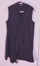 Adrienne Vittadini Black A-line Sheath Mini Dress Size Large Button Tie Front