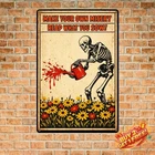 Skull Theme Vintage Metal Tin Sign Retro Wall Art Print Poster Home Decor