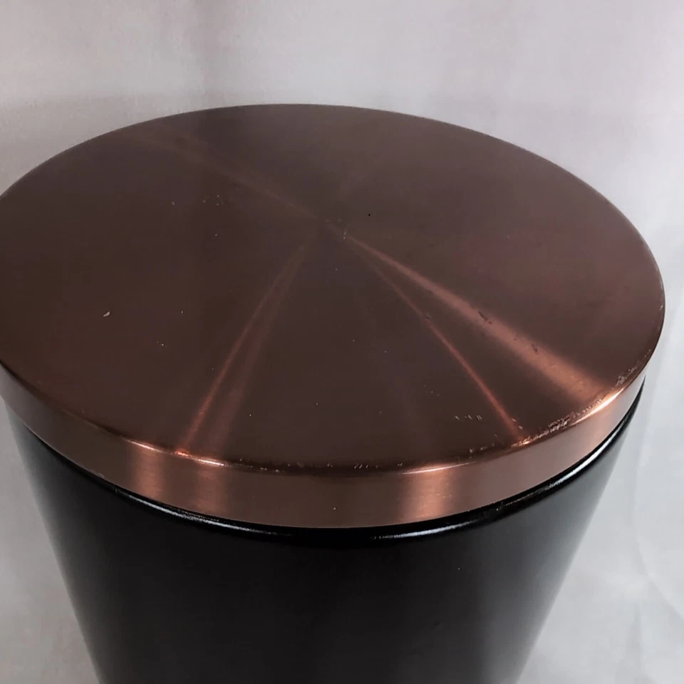 Starbucks Dark Brown Black Copper Ceramic Canister RARE HTF Jar Lid Cookie Metal - Image 4 of 4