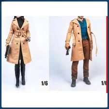 1/6 Scale Male Female Styles Trendy Windbreakers with Belt Clothes Model Decor