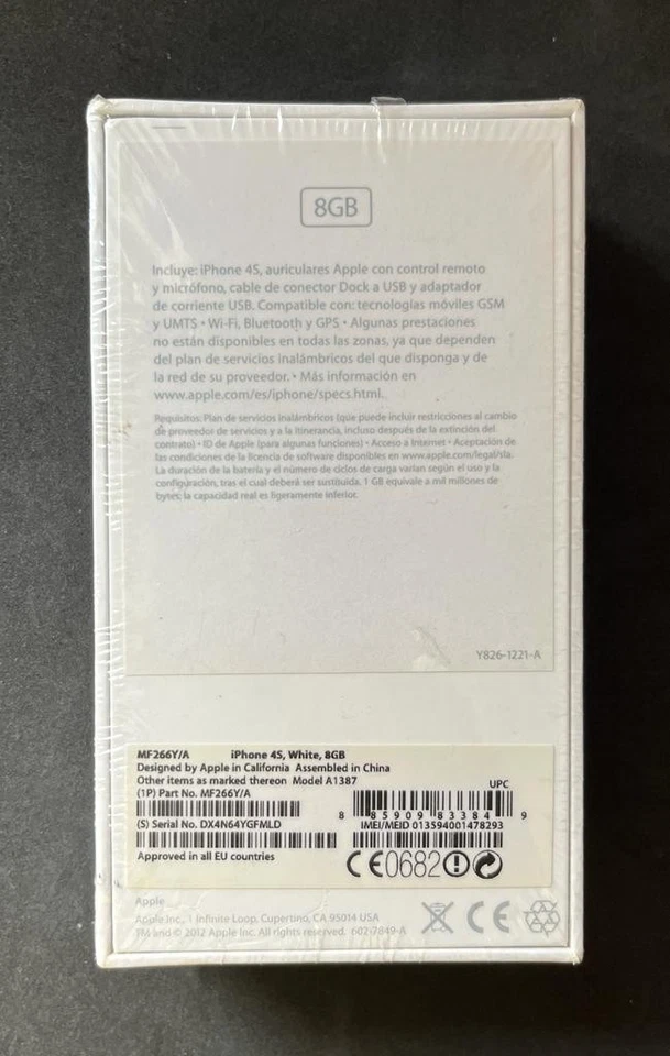Apple iPhone 4S NEW White 8gb A1387 - NEVER ACTIVATED IPHONE - SEALED - Imagen 4 de 4