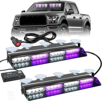 Nilight 32LED Purple White Emergency Dash Strobe Lights with Controller Suction