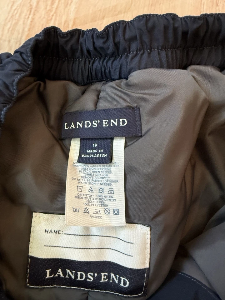 Lands' End Kids The Squall Navy Blue Ski Snow Pants Size 16 Gaiter Cuff READ - Image 4 of 4