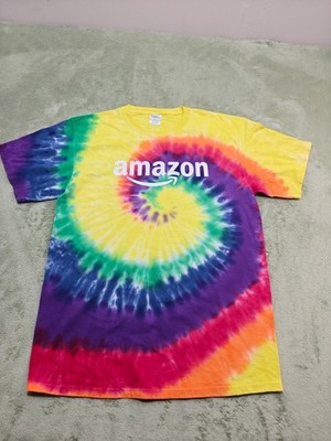 Amazon Employee Tie Dye T Shirt Sz M Multi Color Swirl Promo Graphic Port & Co