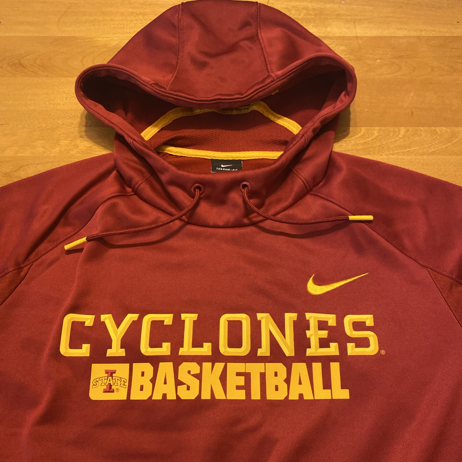 Men’s Nike Dri Fit Iowa State Cyclones Basketball Red Hoodie Size Medium