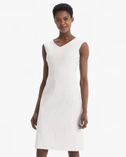 MM. LaFleur Evelyn White Black Micro Jacquard Sleeveless Shift Dress Size10