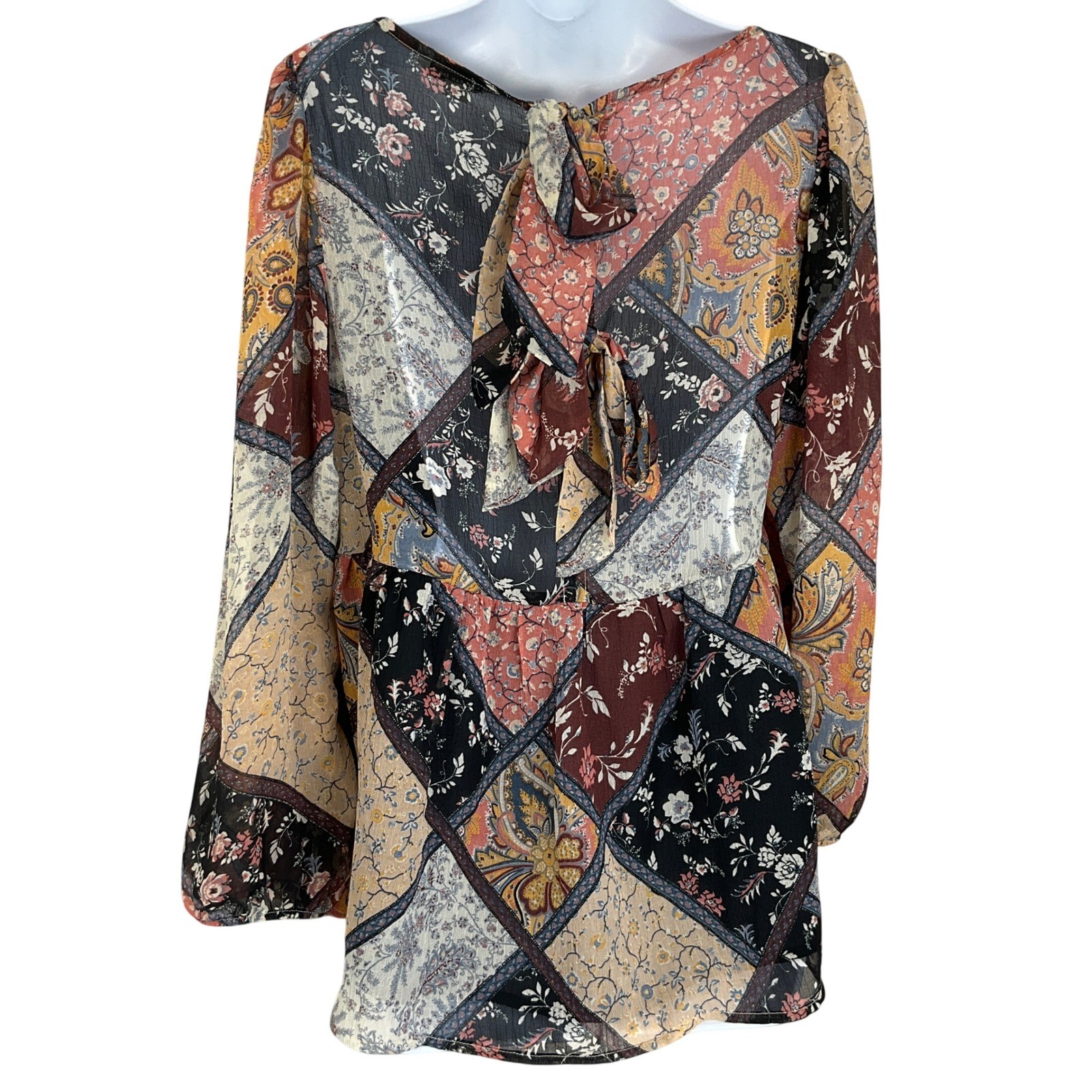 American Eagle Patchwork Square Neck Long Sleeve … - image 2