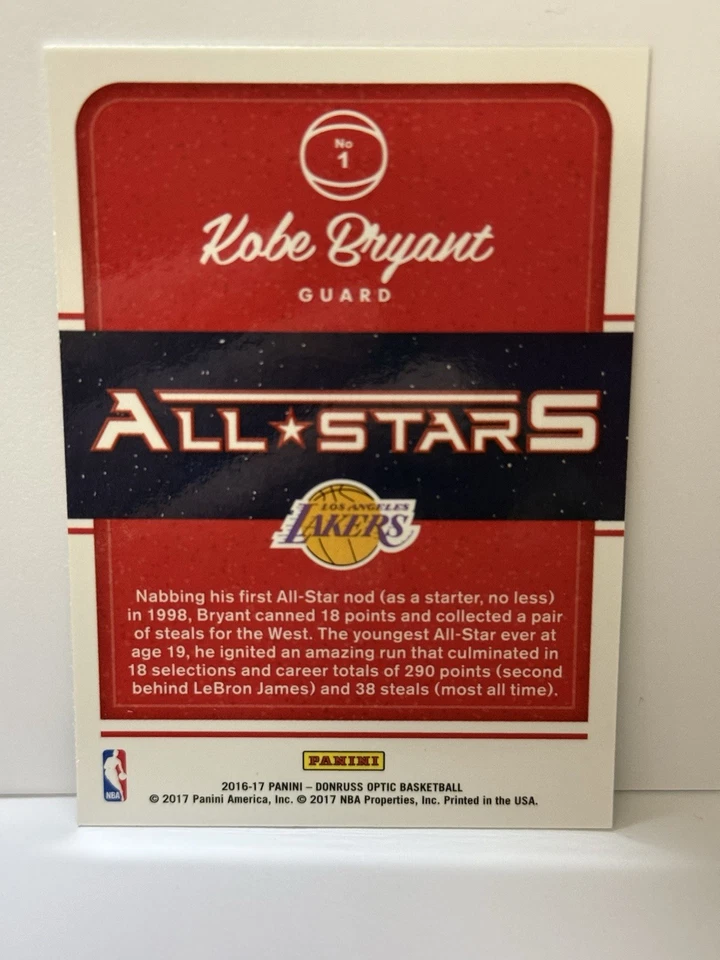 Panini Donruss Optic 2016-17 - All-Stars Kobe Bryant #1 Holo Silver Prizm Foto 2 de 2