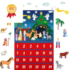Yexiya Christmas Nativity Advent Calendar 2025 12.6"W x 0.8"H, multicolor 