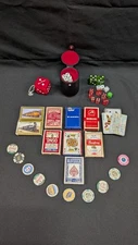 Lot of Play cards, Dices, Dice Cup and Casino chips