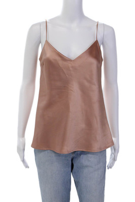 Galvan London Womens Satin V Neck Camisole Blouse Light Pink Size 6