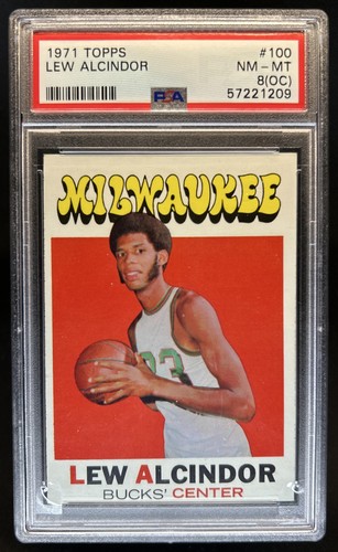 1971-72 Topps Lew Alcindor Kareem Abdul Jabbar #100 Bucks PSA 8