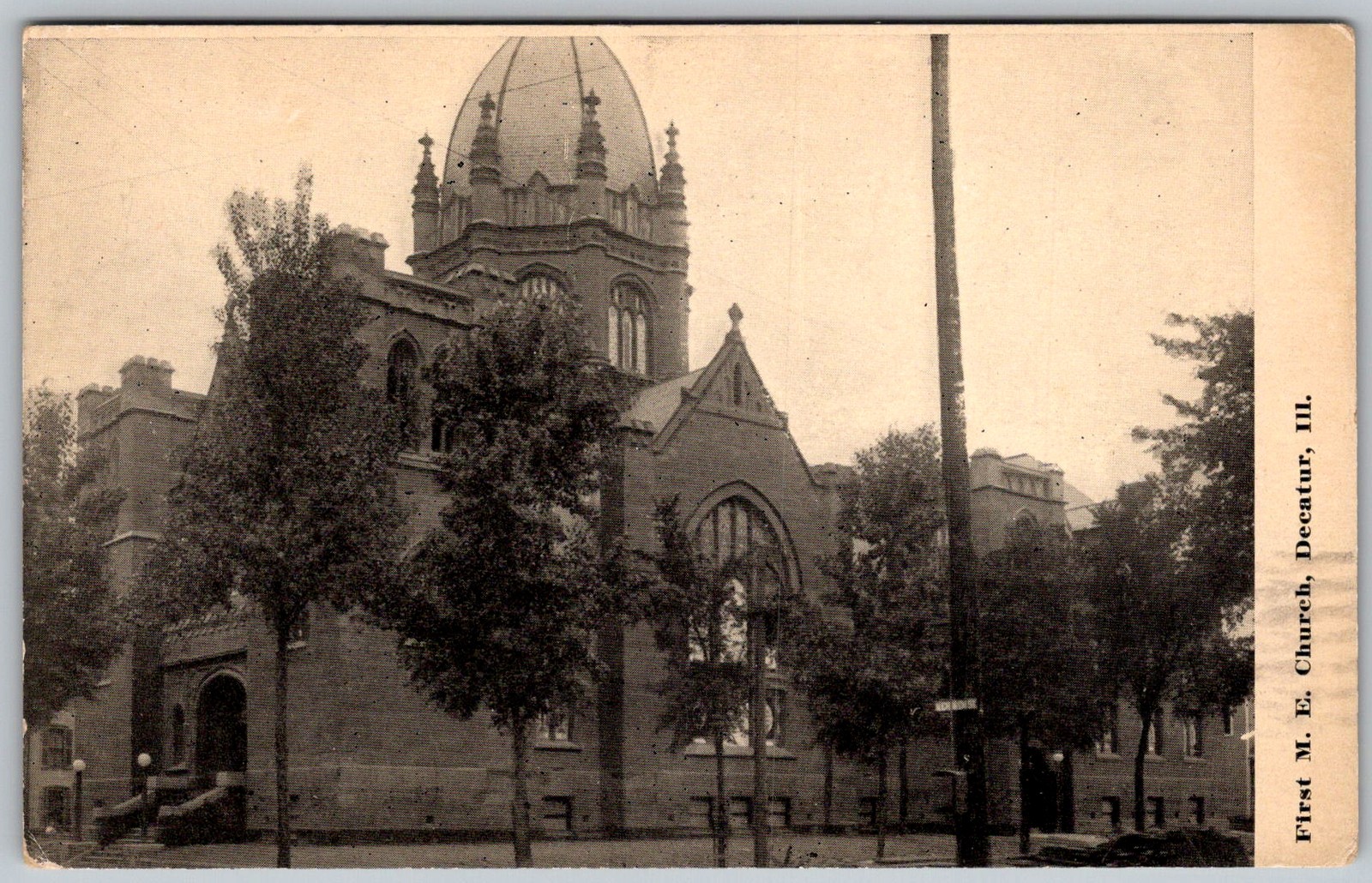 Antique Postcard First Methodist Episcopal Church Decatur, IL 1910s