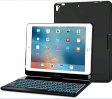 360  Rotation 7-Color Backlit Keyboard Case for iPad 9.7 inch Old Model ,