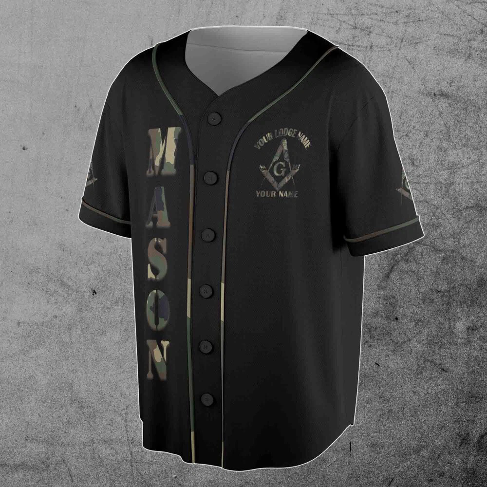 Masonic Camo Square and Compass - Freemason Baseball Jersey
