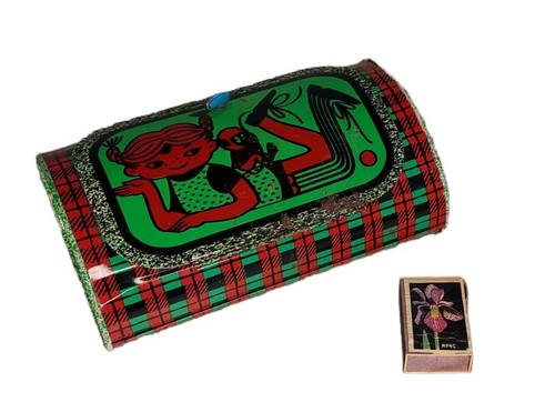 Años 1970 URSS Estonia soviética Norma estuche de hojalata bolso para niña PIPPI MEDIAS LARGAS - Imagen 10 de 11