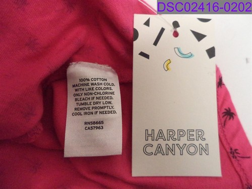 Girl's Size 4 Harper Canyon Racerback Bow Tank Pink Beetroot Palm Trees - Picture 4 of 4