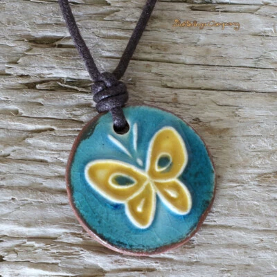 Schmetterling Halskette Glücksbringer -Neclays Schmuck- natürlich vegan - Bild 1 von 4
