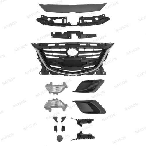For Mazda 3 2014-2016 Chrome Grille/Brackets/Bumper Covers/Daytime Running Light - Picture 4 of 6
